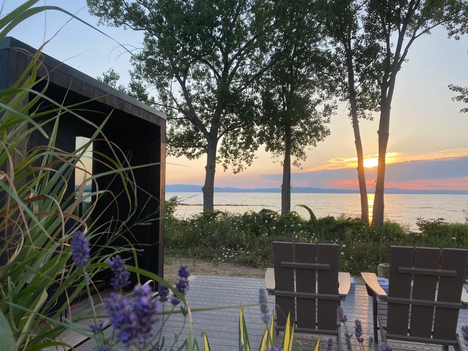 SAVU Lakeside outdoor sauna on Lake Champlain waterfront
